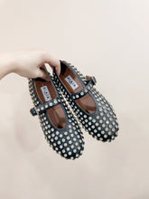 ALAIA MARY JANE SHOES IN BLACK LAMBKIN ATTACH RHINSTONES